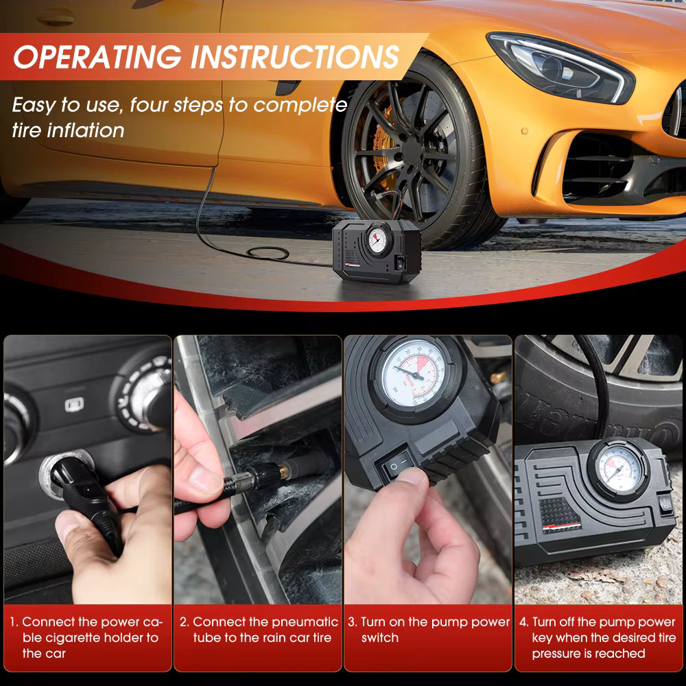Mini Portable Tire Inflator – Electric Air Compressor