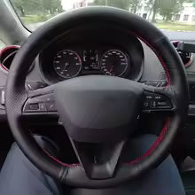 Premium leather steering wheel cover
