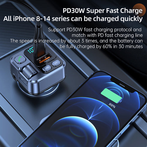 Car Bluetooth FM Transmitter with Fast Charging