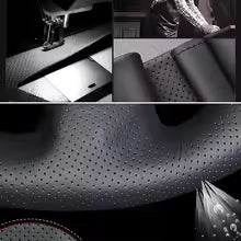 Premium leather steering wheel cover